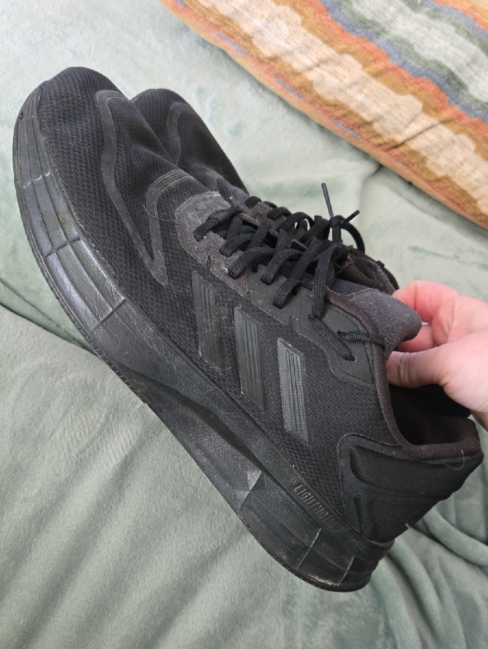 adidas Men's Black Running Sneakers with Mesh Upper Size 11.5